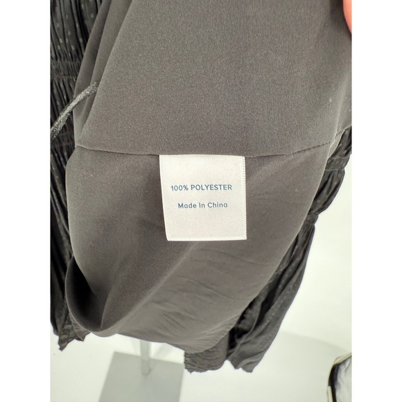 Allison Joy Black Dress Womens Medium V Neck Sleeveless Pleated Smocked - Picture 3 of 9